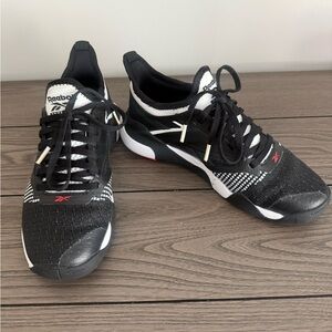 Reebok Black and White Athletic Shoes with Mesh Upper